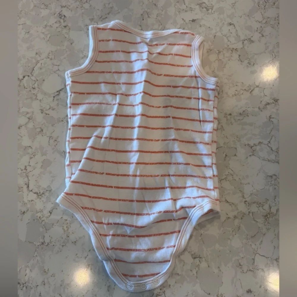 Blue and Orange Striped Sleeveless Bodysuit